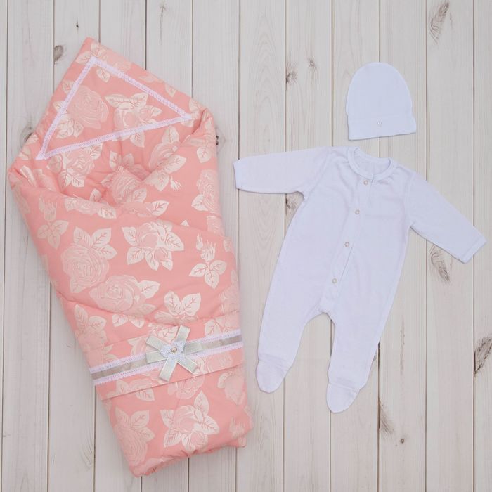 Комплект на выписку "Серебро", 4 предмета, рост 50-62, цвет розовый