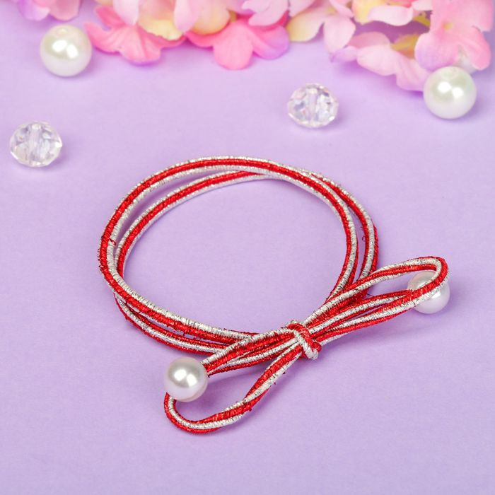 Резинка для волос "Валерия", пастель, красная