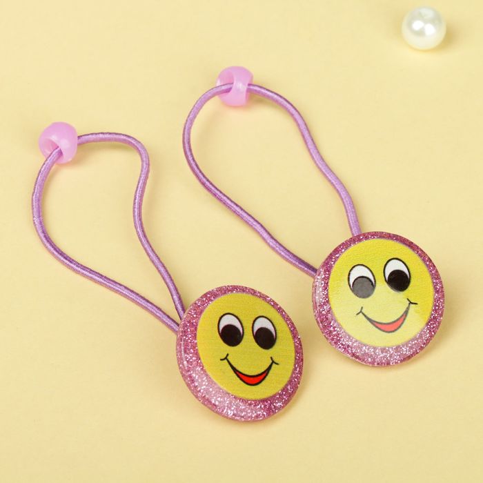 Резинка для волос "Радужный кантик" (цена за пару) смайлик