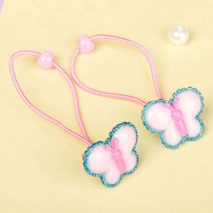 Резинка для волос "Радужный кантик" (цена за пару) бабочка