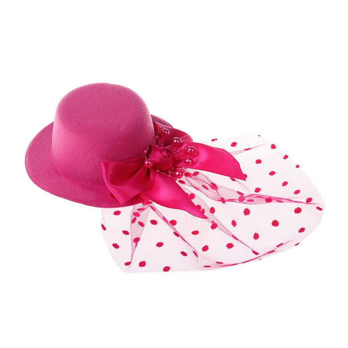 Карнавальный зажим шляпка "Леди" с вуалькой, цвета МИКС