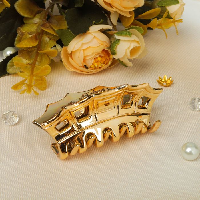 Краб для волос "Золото,серебро" 7,5 см корона