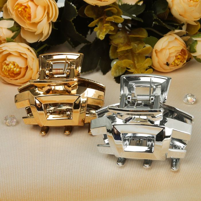 Краб для волос "Золото,серебро" 6,5 см геометрия