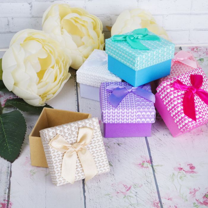 Коробочка подарочная под кольцо/серьги "Сердечки" мягкие 5*5*3, цвет МИКС