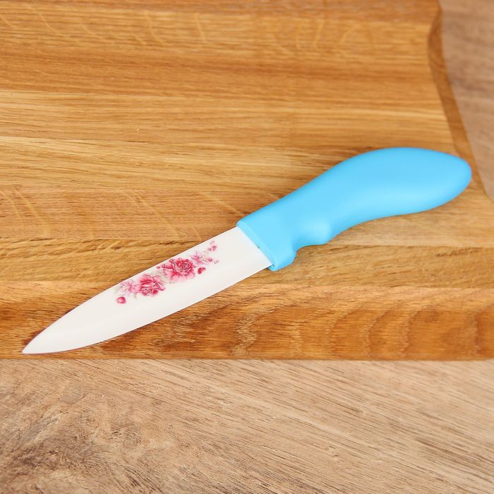 Нож керамический "Розы" лезвие 9,5 см, цвета МИКС