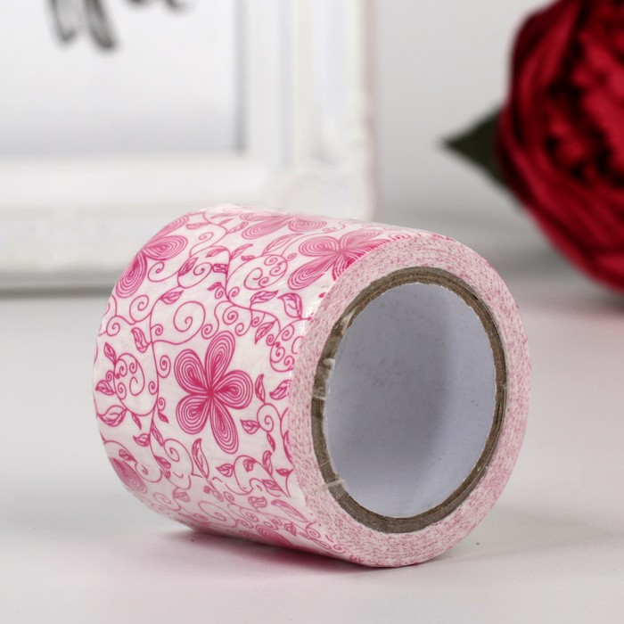 Клейкая лента бумажная "Цветочки", 5 м, ширина 4.8 см, МИКС