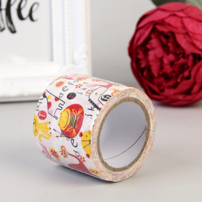 Клейкая лента бумажная "Слонята", 5 м, ширина 4.8 см, МИКС