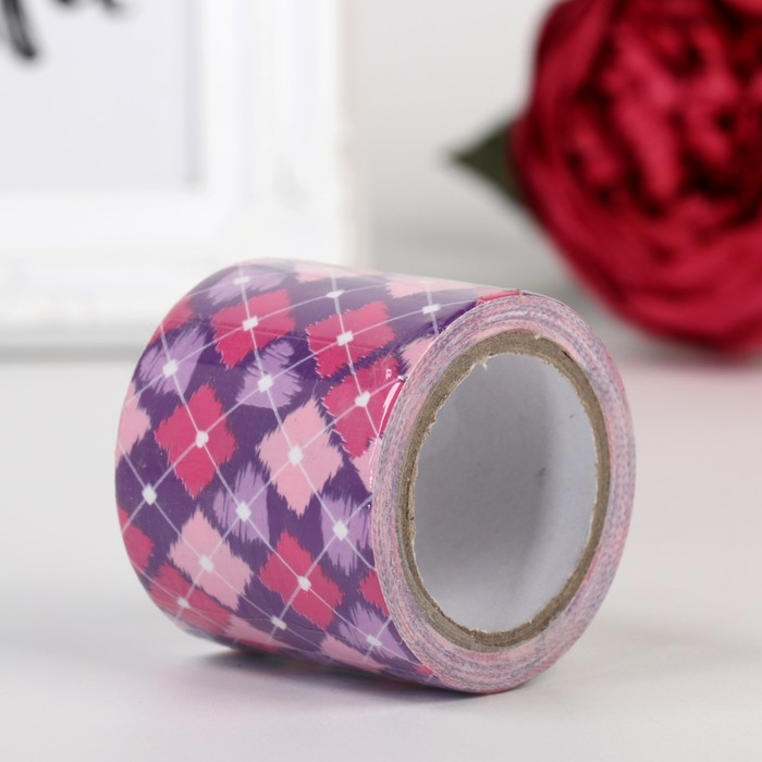 Клейкая лента бумажная "Ромбики" ширина 4,8 см 5 метров МИКС