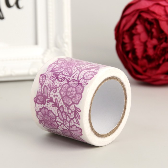 Клейкая лента бумажная "Ажурный цветок" ширина 4,8 см 5 метров МИКС