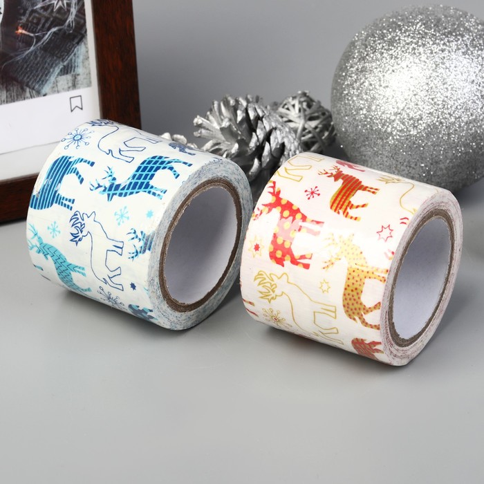 Клейкая лента бумажная "Олени" ширина 4,8 см 5 метров МИКС