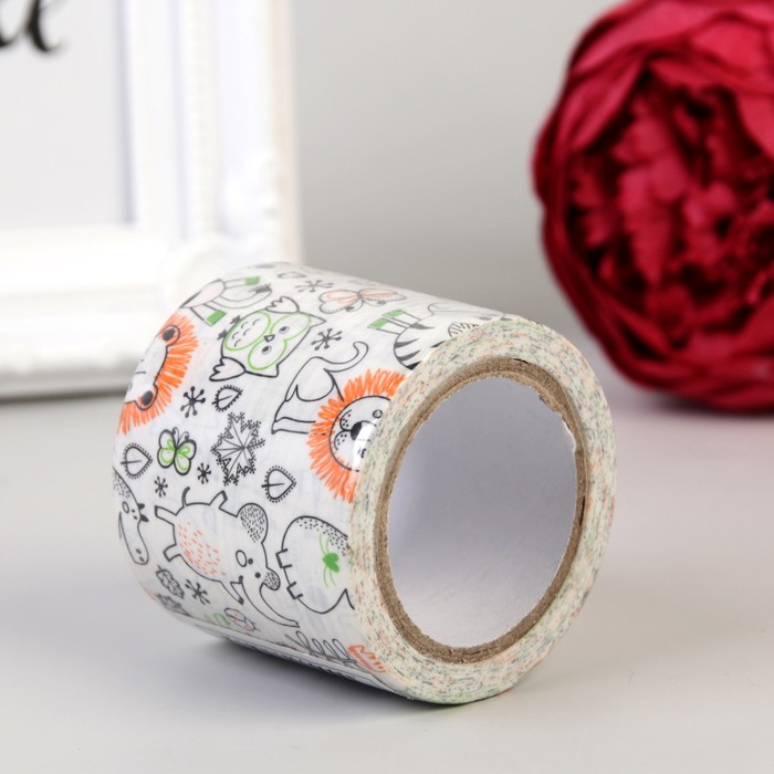 Клейкая лента бумажная "Зоопарк" ширина 4,8 см 5 метров МИКС