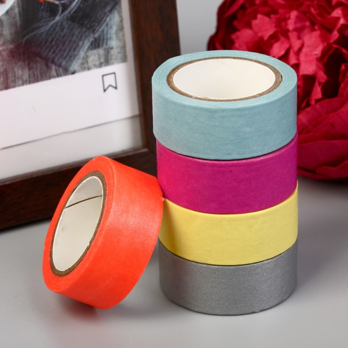 Клейкая лента бумажная "Радужное ассорти", 5 м, ширина 1.5 см, МИКС