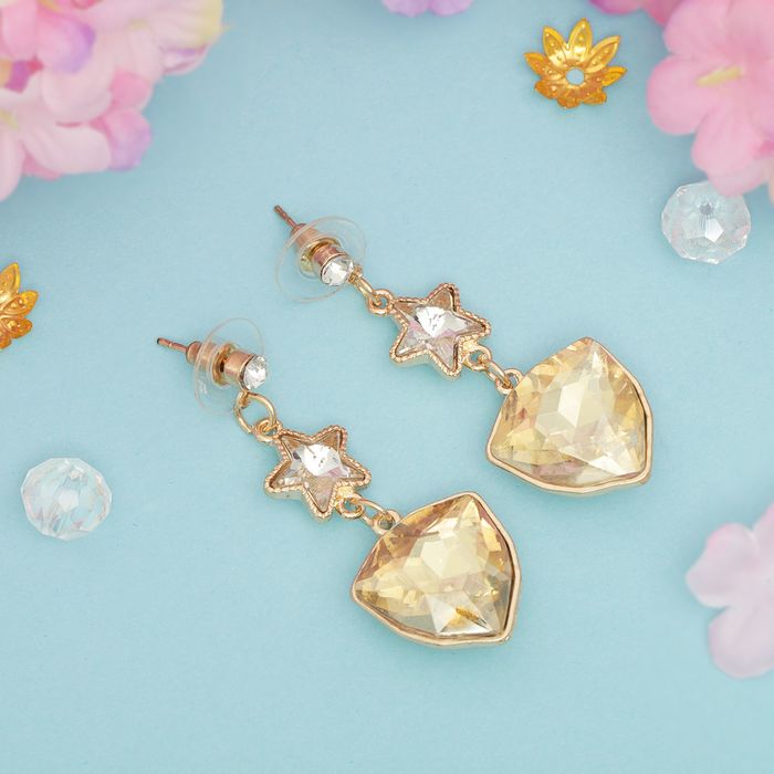 Серьги со стразами "Звездное небо", цвет бело-золотой в золоте