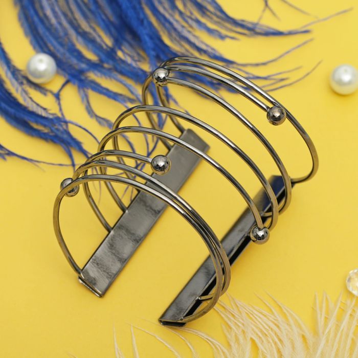 Браслет металл "Каркас" параллели, цвет серый металл