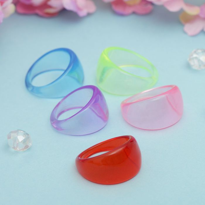 Кольцо пластик "Классическая полусфера", цвет МИКС, размер МИКС