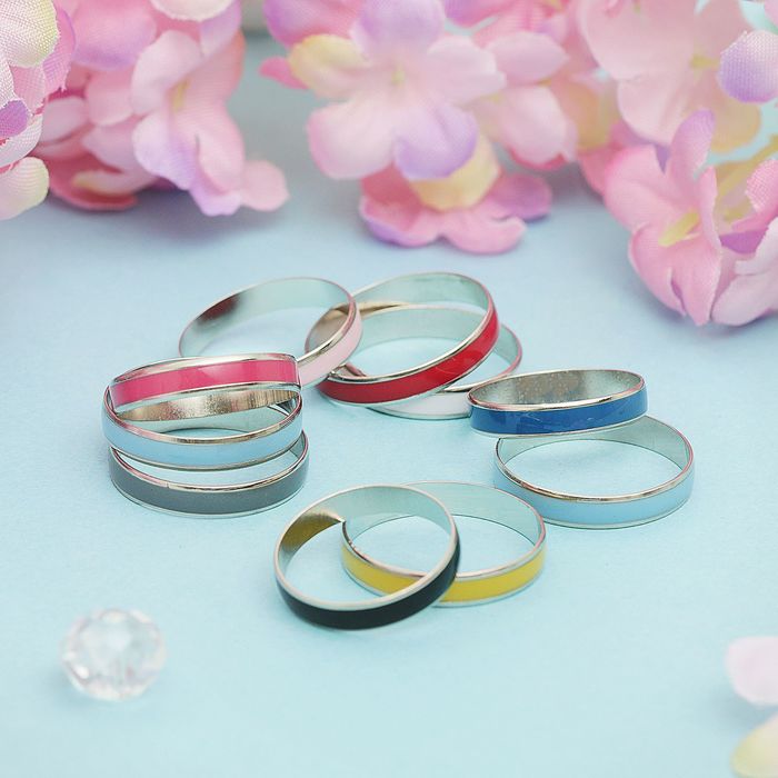 Кольцо эмаль "Классическая полоска", цвет МИКС, размер МИКС