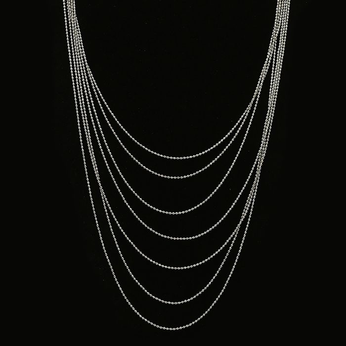 Бусы 7 ярусов "Ниточки", цвет серебро, 70см