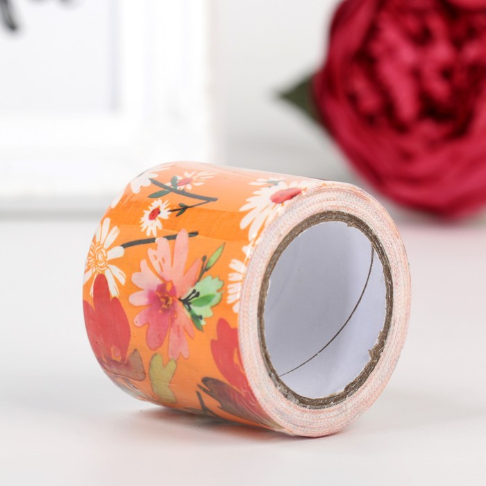 Клейкая лента бумажная "Яркие цветы", 5 м, ширина 4.8 см, МИКС