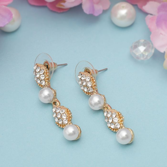 Серьги с жемчугом "Сияние" бусины, цвет белый в золоте