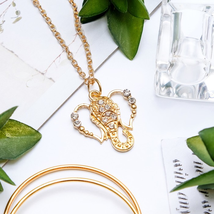 Кулон "Слон", цвет белый в золоте