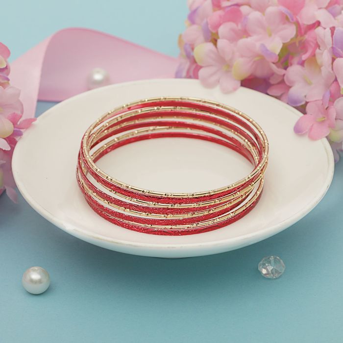 Браслет-кольца 8 колец "Яркий день", цвет красно-золотой