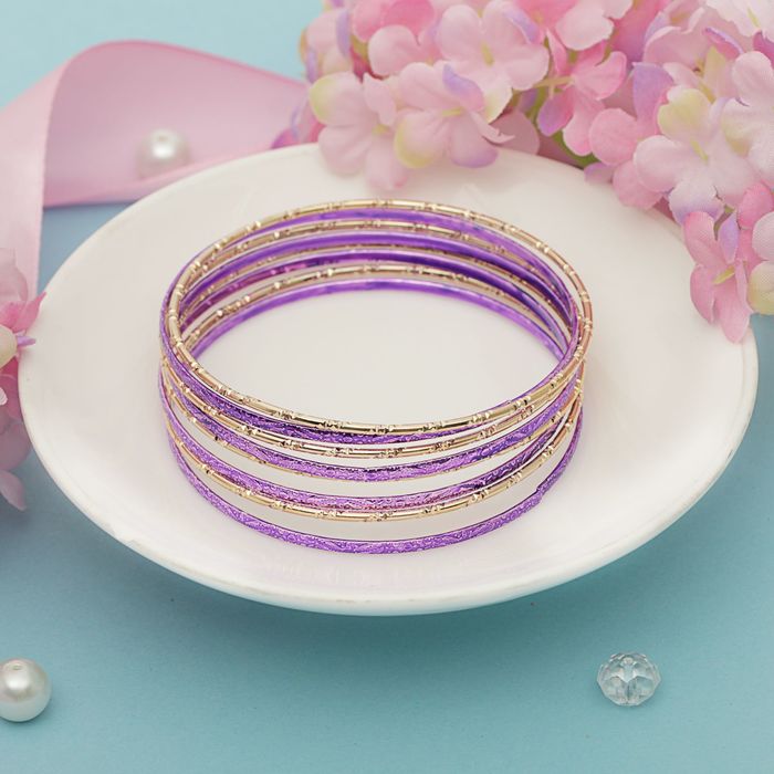Браслет-кольца 8 колец "Яркий день", цвет фиолетово-золотой