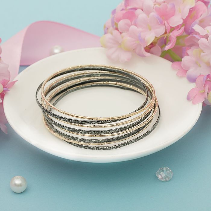 Браслет-кольца 8 колец "Яркий день", цвет чёрно-золотой