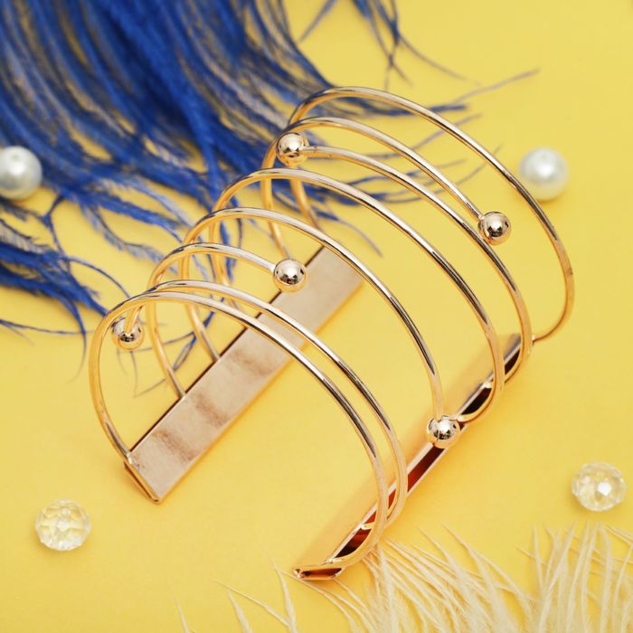 Браслет металл "Каркас" параллели, цвет розовое золото