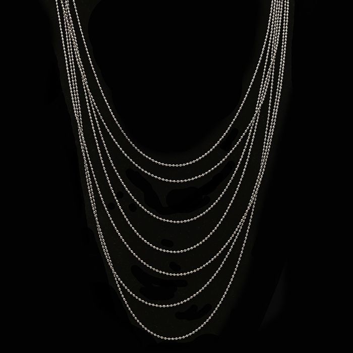 Бусы 7 ярусов "Ниточки", цвет серого металла, 70см