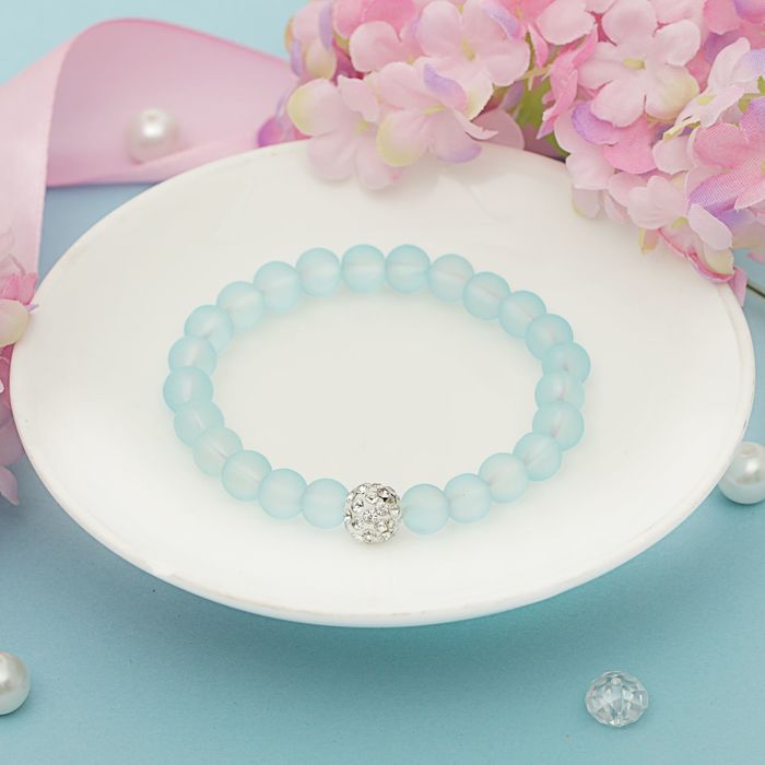 Браслет пластик "Бусины" шамбала, цвет голубой