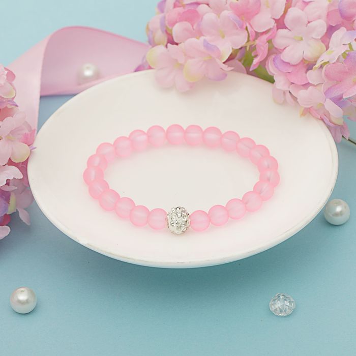 Браслет пластик "Бусины" шамбала, цвет розовый