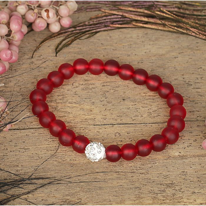 Браслет пластик "Бусины" шамбала, цвет красный