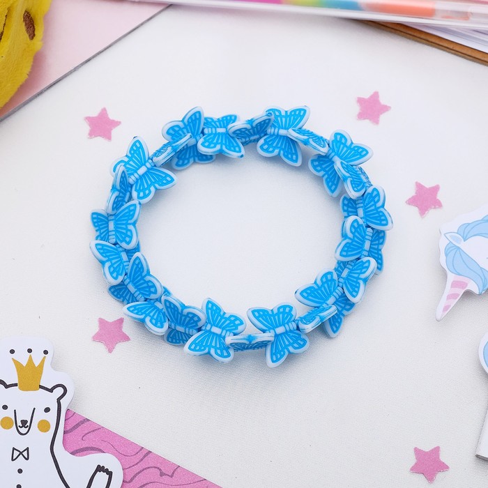 Браслет детский "Выбражулька" бабочки кружатся, цвет голубой