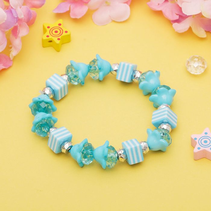 Браслет детский "Выбражулька" колокольчики и кубик, цвет голубой