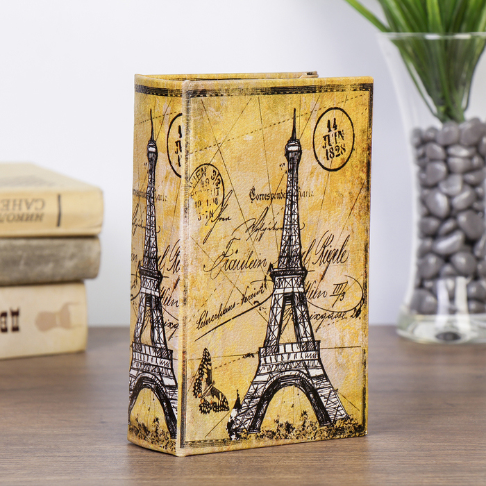 Шкатулка-книга дерево "Парижские тайны" кожзам 17х11х5 см