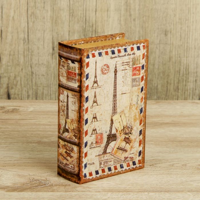 Шкатулка-книга дерево "Письмо во Францию" кожзам 17х11х5 см