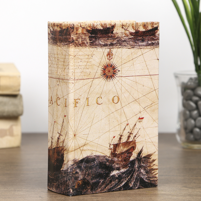 Шкатулка-книга дерево "Флот" кожзам 17х11х5 см