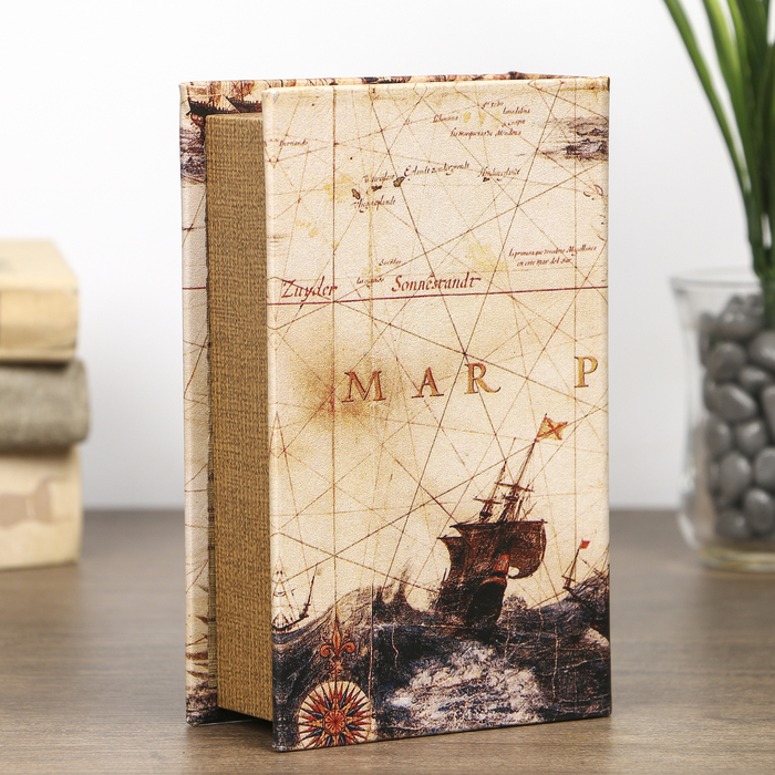 Шкатулка-книга дерево "Флот" кожзам 17х11х5 см