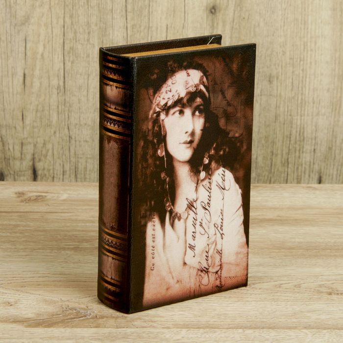 Шкатулка-книга дерево "Лили" кожзам 21х13х5 см