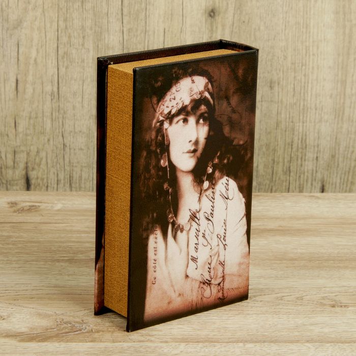 Шкатулка-книга дерево "Лили" кожзам 21х13х5 см