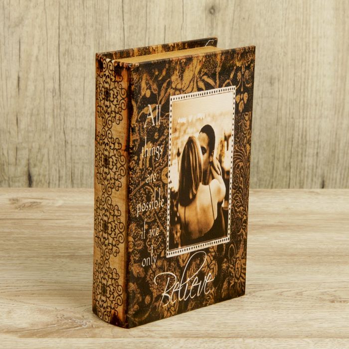 Шкатулка-книга дерево "Поцелуй" кожзам 21х13х5 см