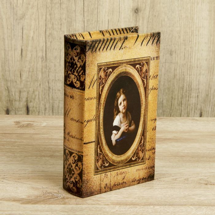 Шкатулка-книга дерево "Маленькая барышня" кожзам 21х13х5 см