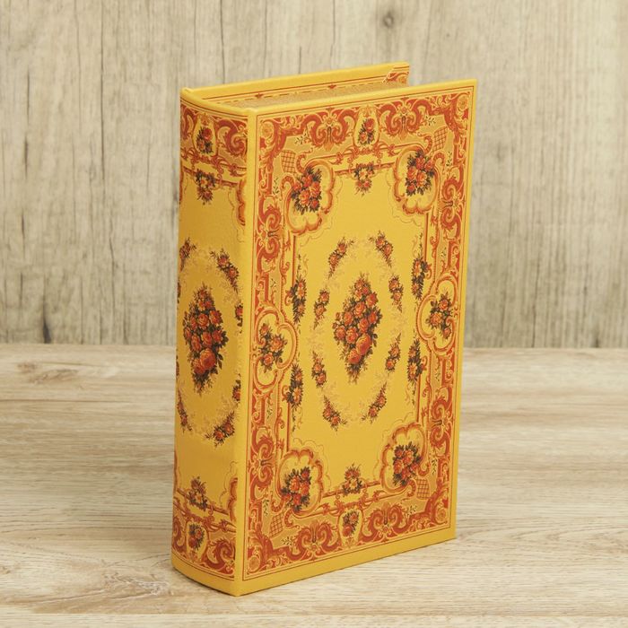 Шкатулка-книга дерево "Цветочные орнаменты" кожзам 21х13х5 см