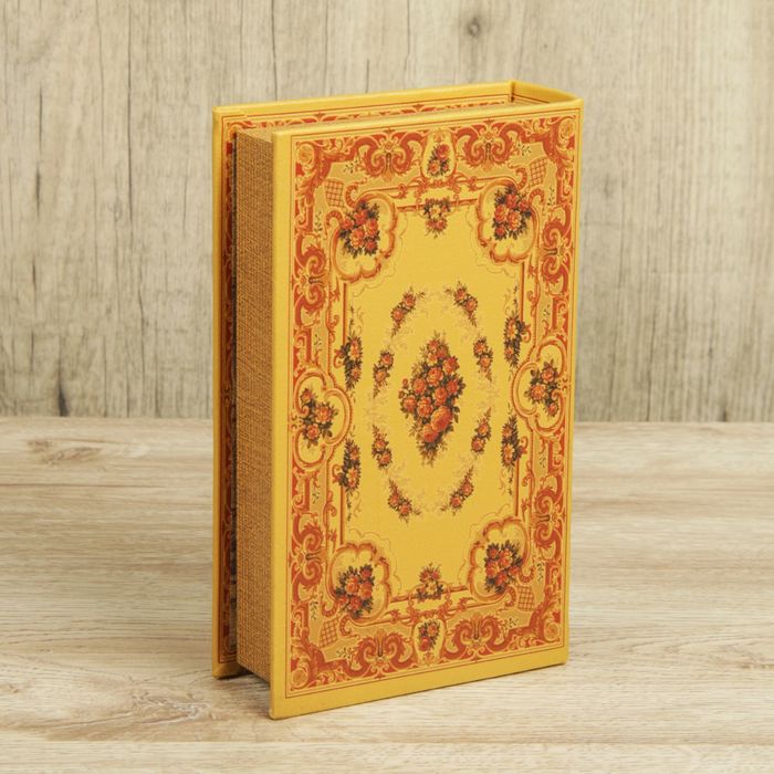 Шкатулка-книга дерево "Цветочные орнаменты" кожзам 21х13х5 см