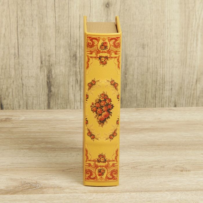 Шкатулка-книга дерево "Цветочные орнаменты" кожзам 21х13х5 см