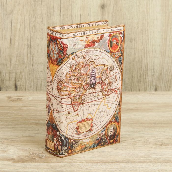Шкатулка-книга дерево "Морской путь, карта" кожзам 21х13х5 см