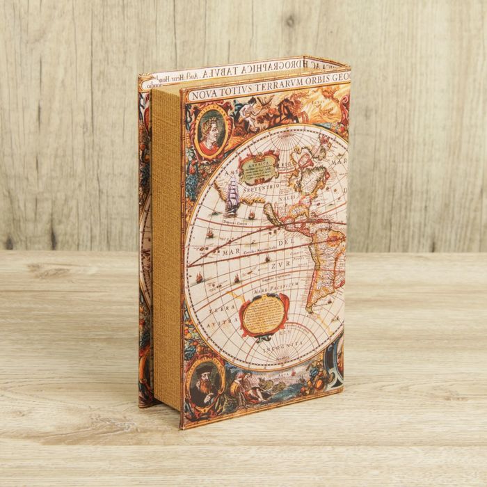 Шкатулка-книга дерево "Морской путь, карта" кожзам 21х13х5 см