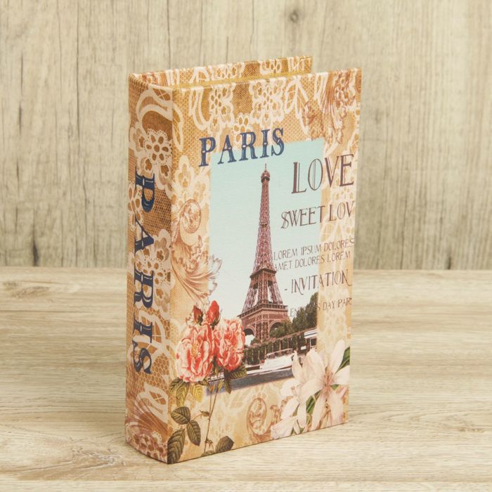 Шкатулка-книга дерево "Весна в Париже" кожзам 21х13х5 см