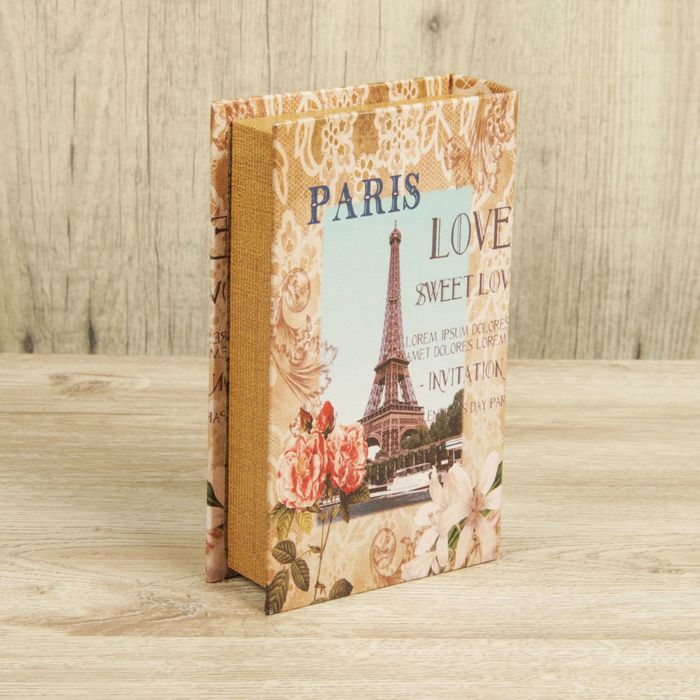 Шкатулка-книга дерево "Весна в Париже" кожзам 21х13х5 см