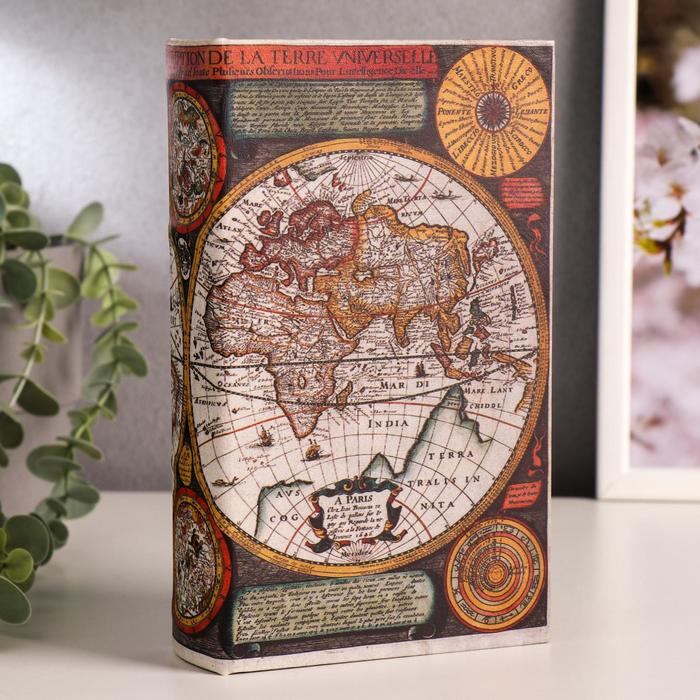 Сейф-книга дерево "Карта Колумба" кожзам 21х13х5 см